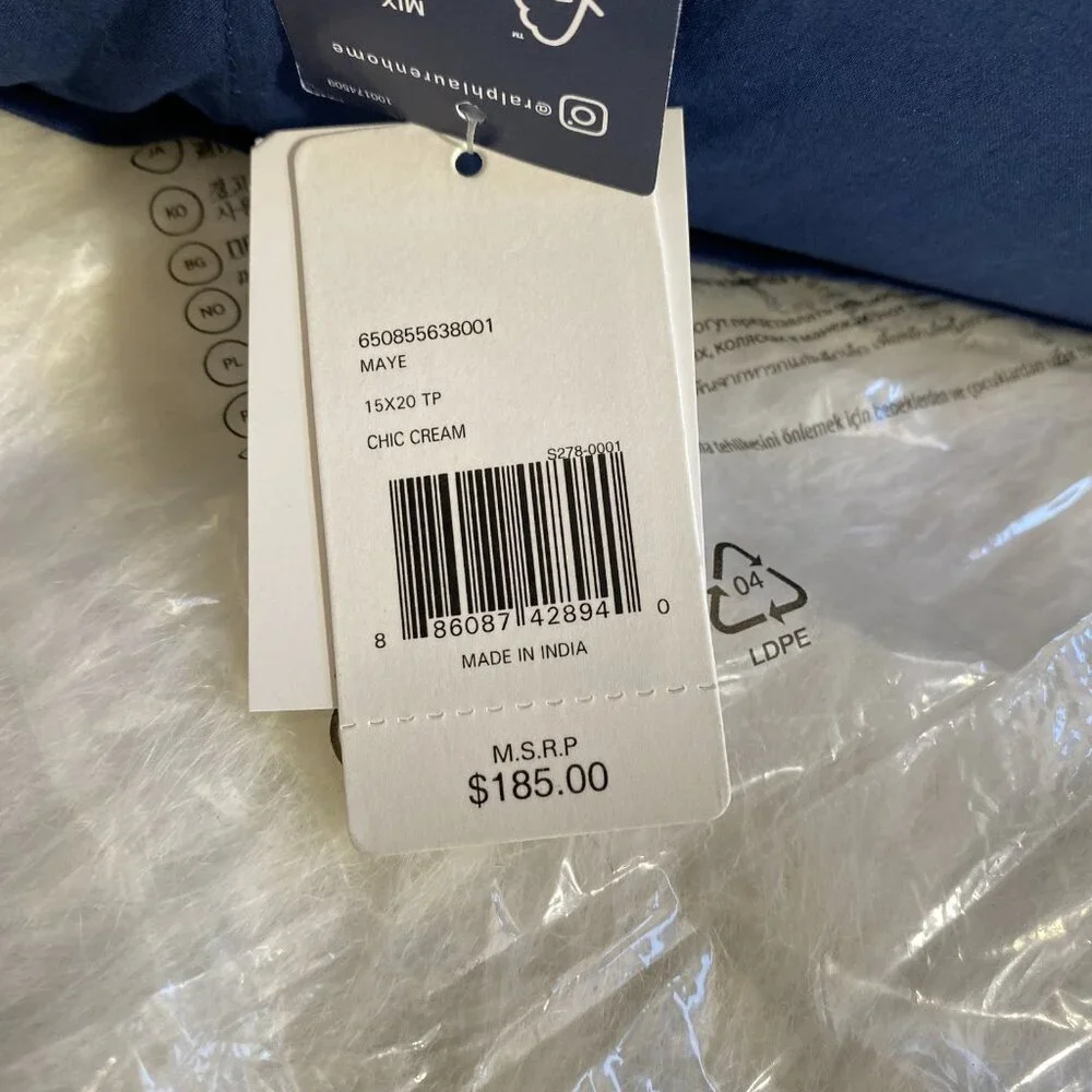 New Ralph Lauren Addison Maye Cream Decorative Throw Pillow $185